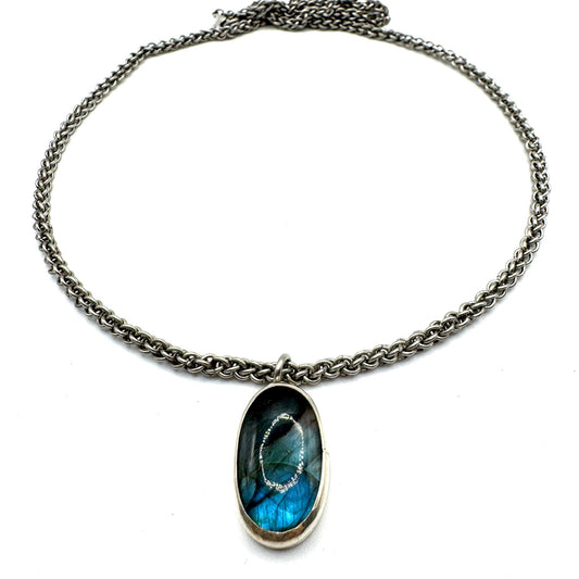Labradorite Ancient Kings’ Necklace Sterling Silver and Stainless Steel
