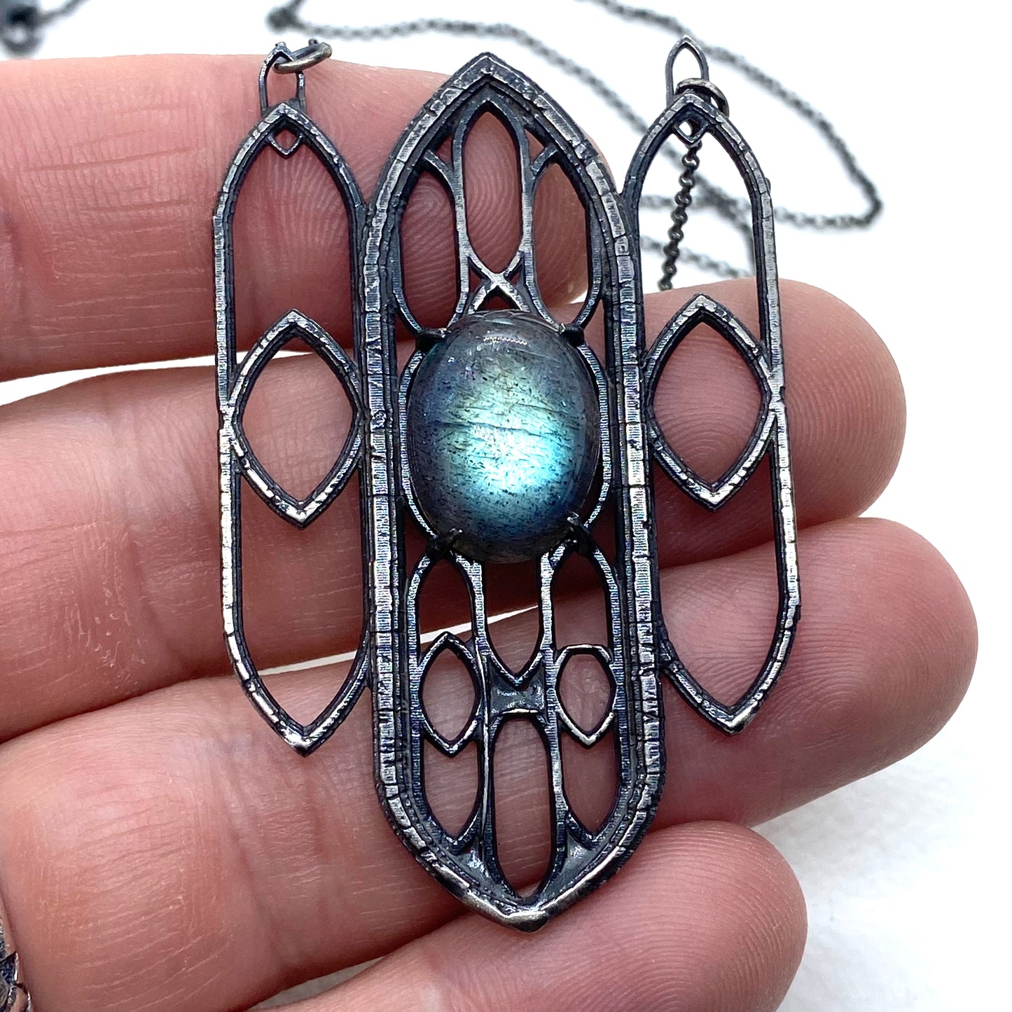 Labradorite Cathedral Necklace Sterling Silver