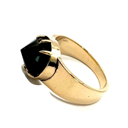 Draco Brutalist Ring with Black Spinel in Bronze