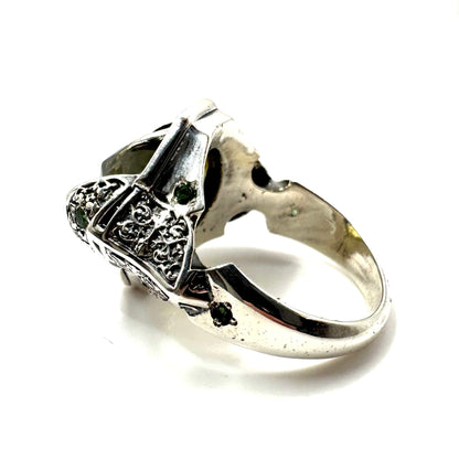 Green Knight Ring With Lemon Quartz and Tsavorite Garnet