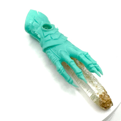 TO BE CAST -  Abaddon Pendant In sterling Silver And Lemurian Quartz And Green Onyx