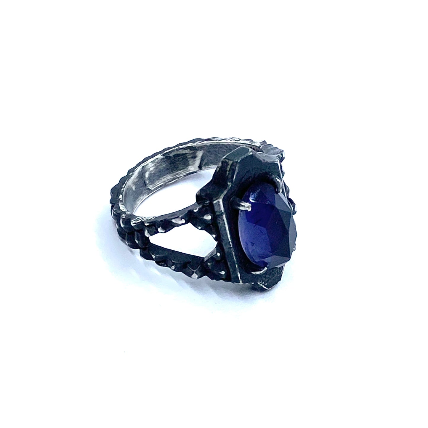 Serpent’s Claw Ring with Iolite in Sterling Silver