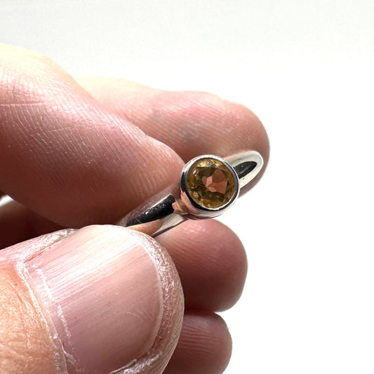 Citrine Brutalist Ring In Sterling Silver