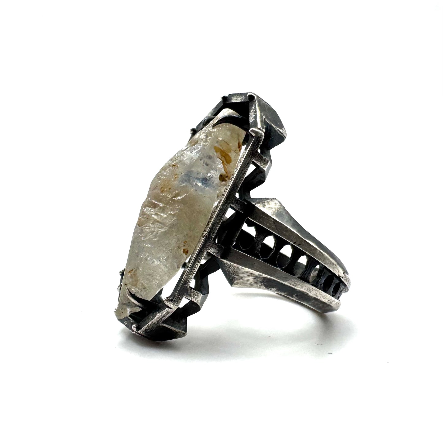 Ancient Origins Ring - Raw White Sapphire Ring in Sterling Silver