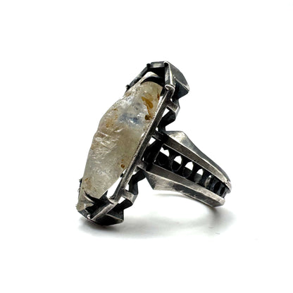 Ancient Origins Ring - Raw White Sapphire Ring in Sterling Silver