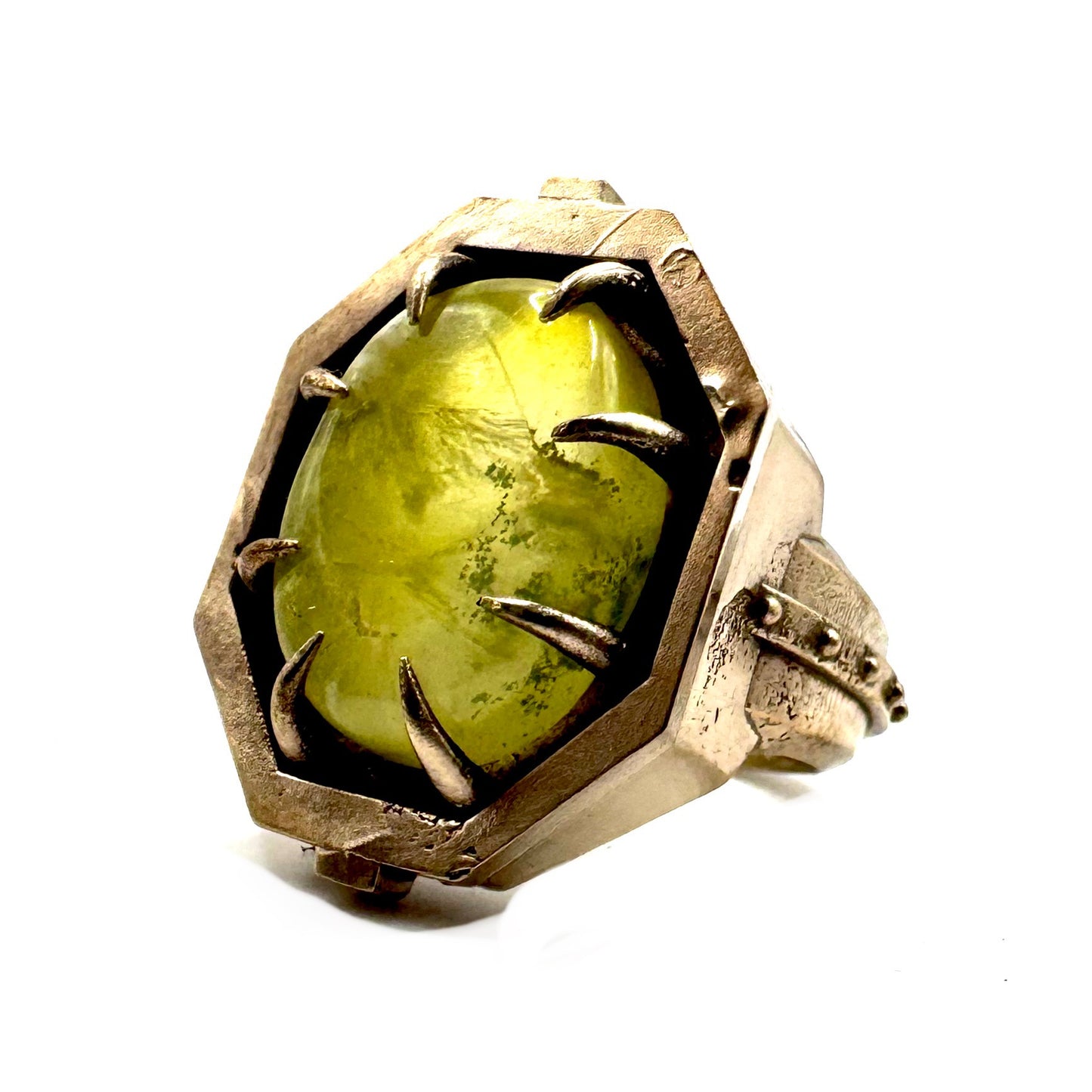Citadel Ring With Prehnite in Bronze