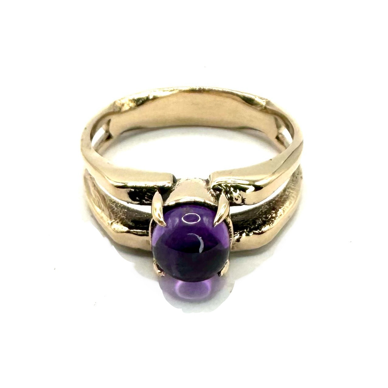 Amethyst Sphere Bronze Split Band Ring