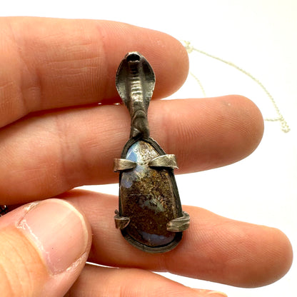 Wadjet’s Helm Cobra Boulder Opal Pendant Sterling Silver