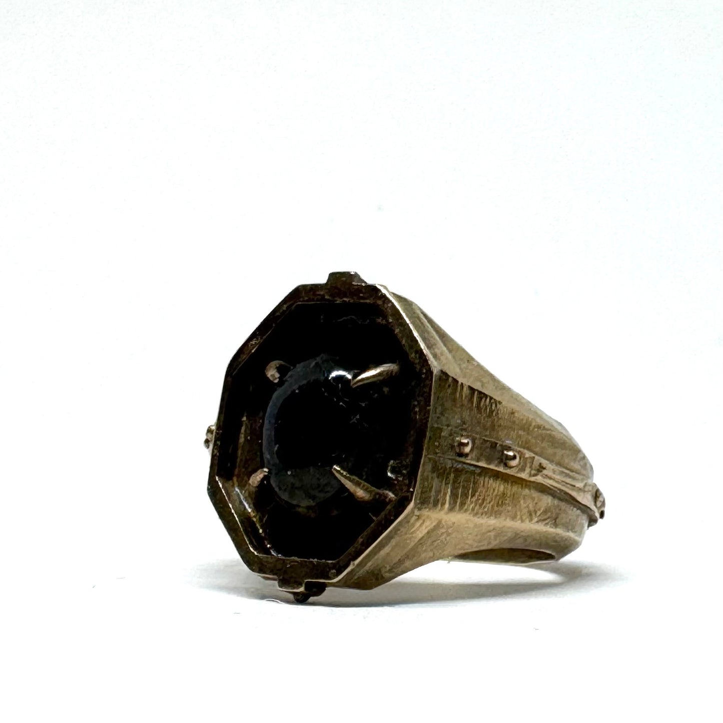 Citadel Ring With Labradorite in Bronze