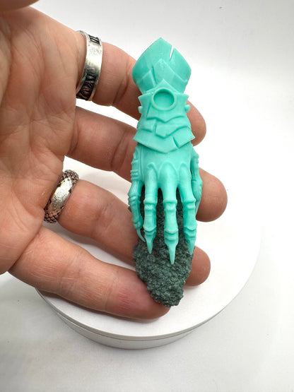 TO BE CAST -  Abaddon Pendant In sterling Silver And Green Grape Agate And Green Onyx