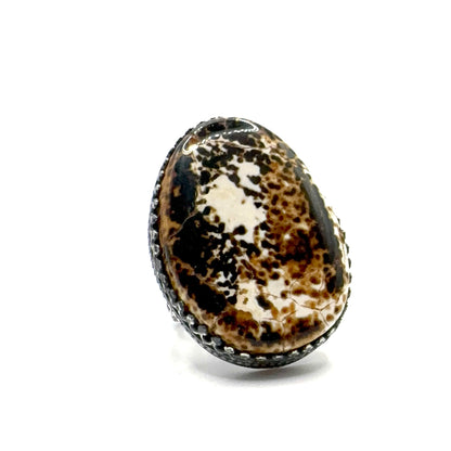 Ring of the Mage Set with Fossilized Mammoth Bone in Sterling Silver Ring