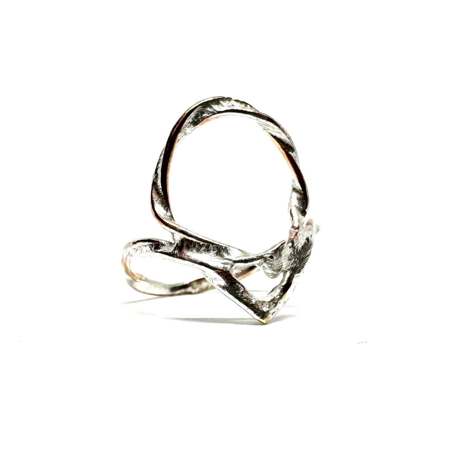 Twisted Sigil Ring Stacker in Sterling Silver and Copper