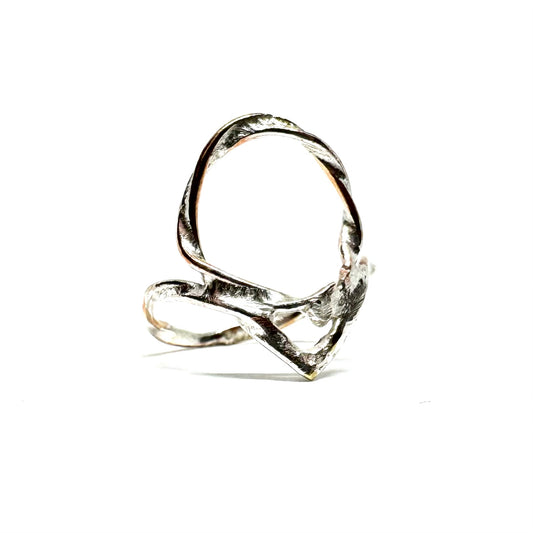 Twisted Sigil Ring Stacker in Sterling Silver and Copper