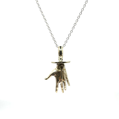 Ankh Hand Talisman Necklace Polished White Bronze