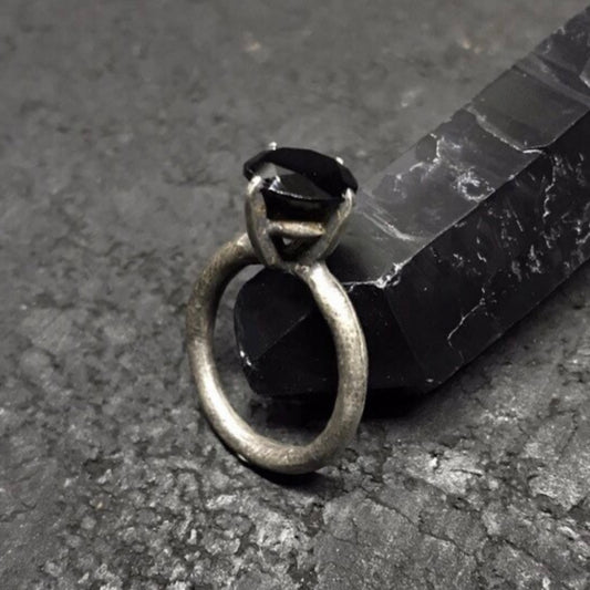 Black Spinel Claw Ring Sterling Silver