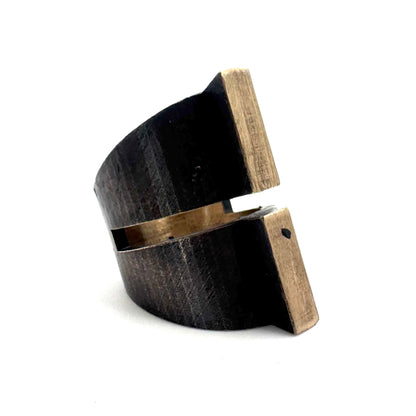 Bisect Bronze Brutalist Ring