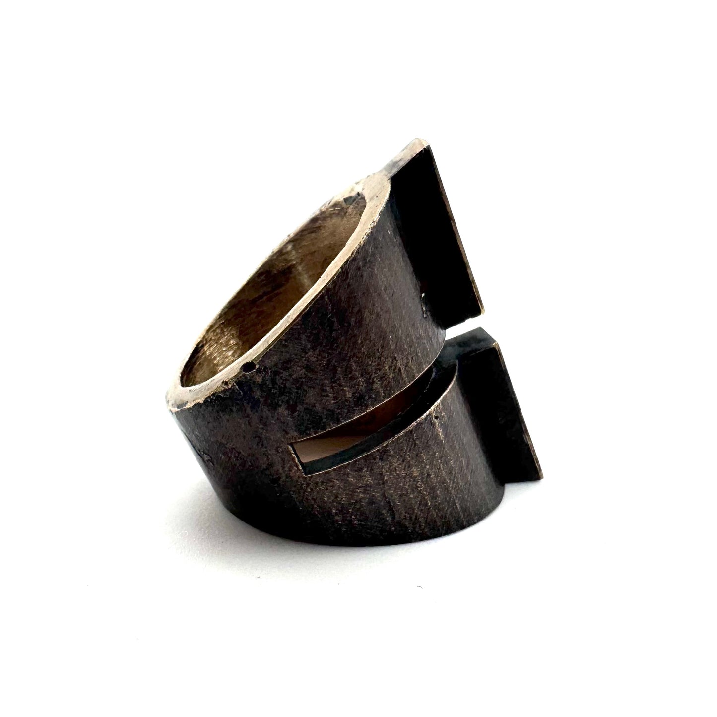 Bisect Bronze Brutalist Ring