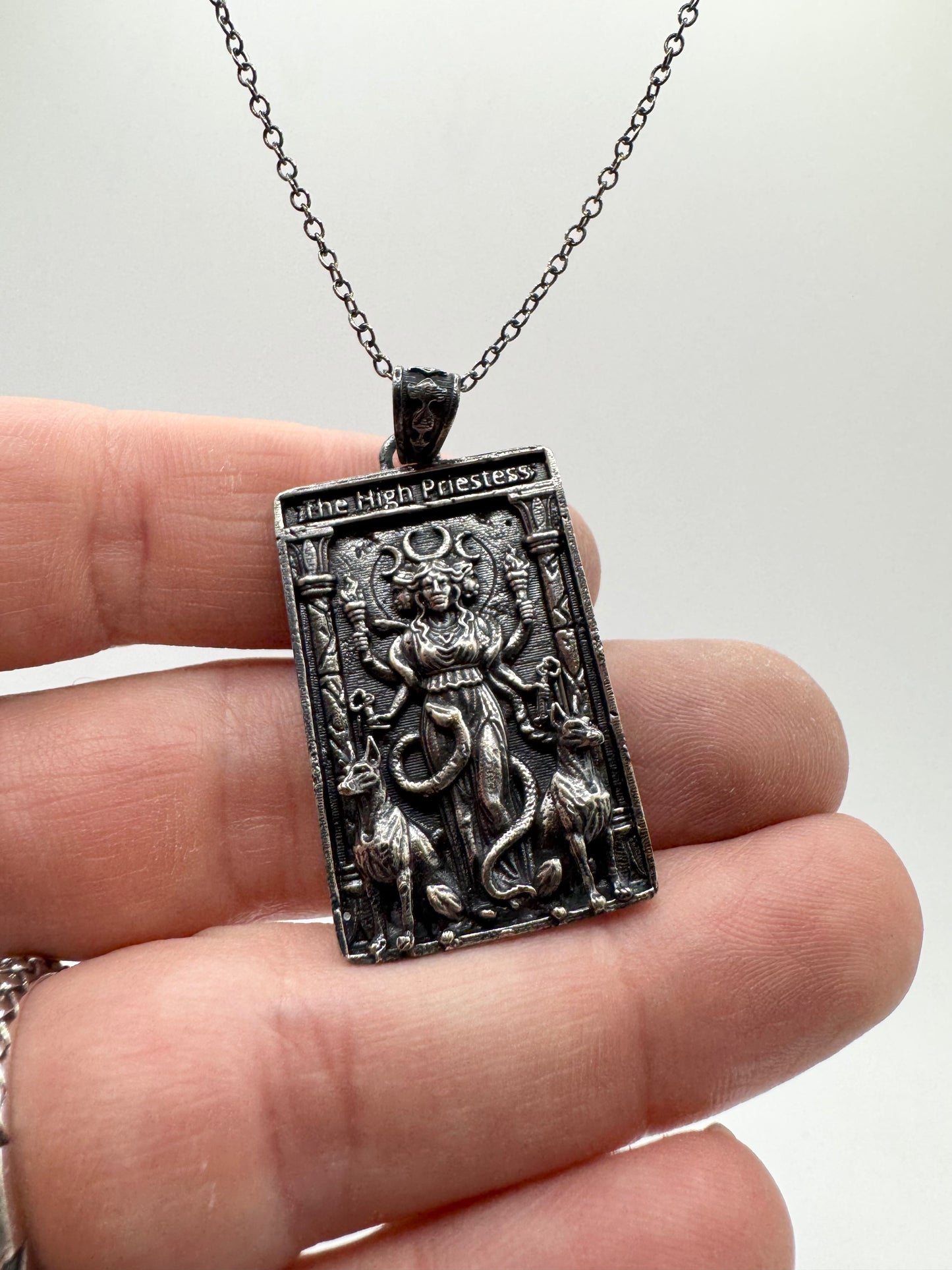 Hekate High Priestess Tarot Pendant In Sterling Silver