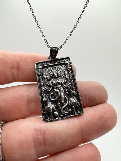 Hekate High Priestess Tarot Pendant In Sterling Silver