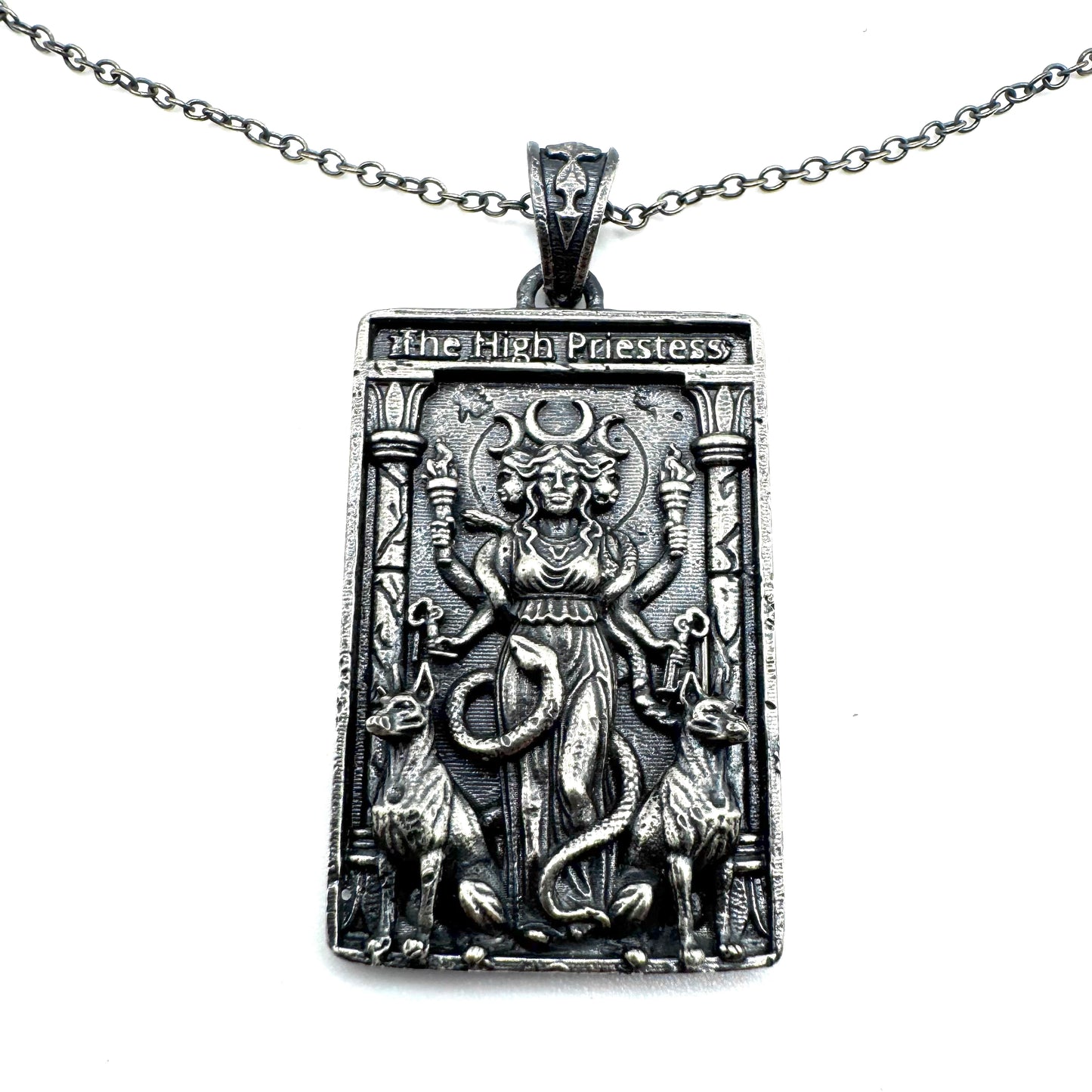Hekate High Priestess Tarot Pendant In Sterling Silver