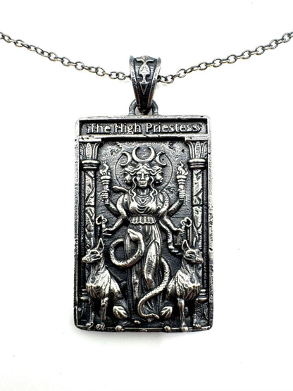 Hekate High Priestess Tarot Pendant In Sterling Silver