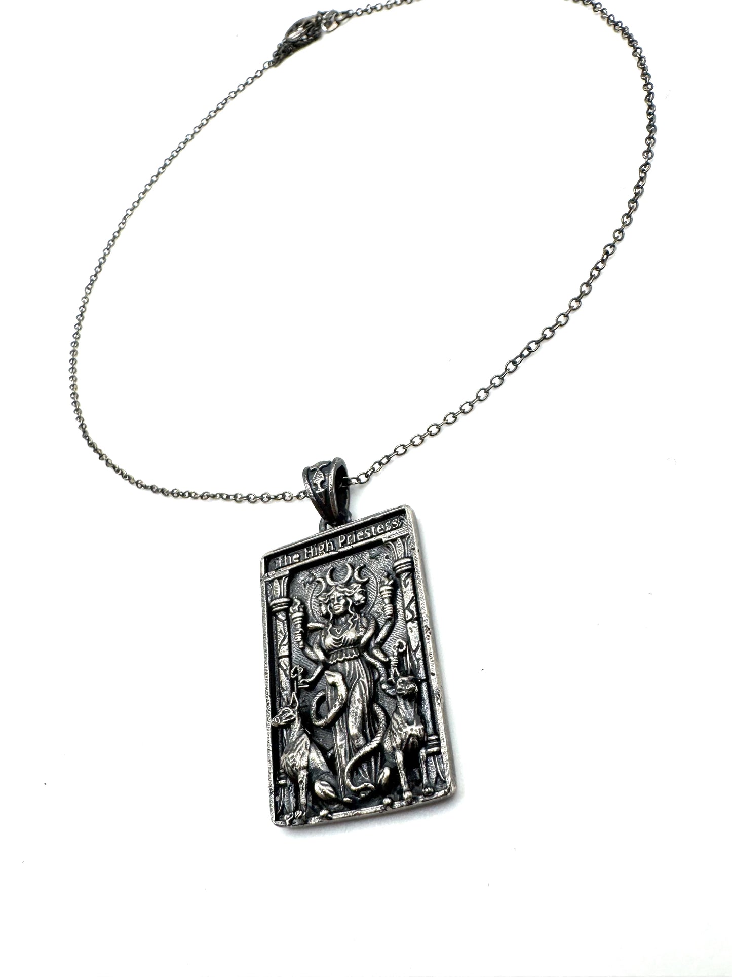 Hekate High Priestess Tarot Pendant In Sterling Silver