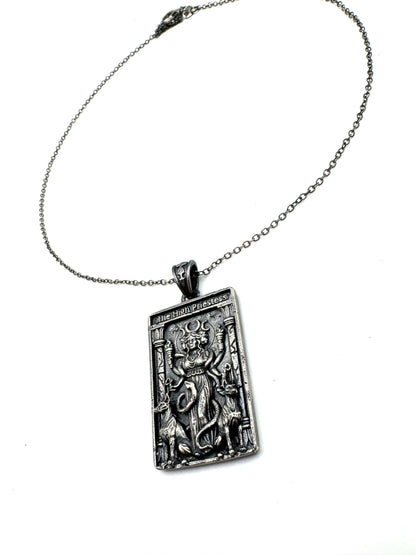 Hekate High Priestess Tarot Pendant In Sterling Silver