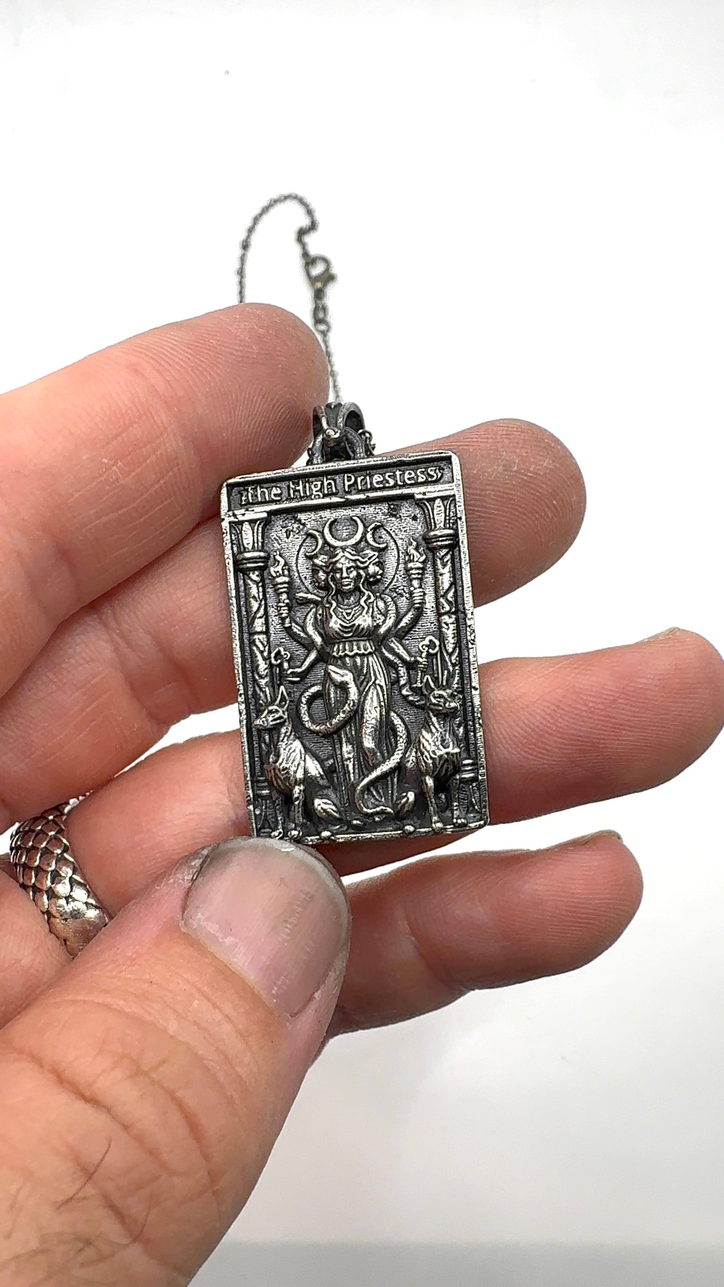 Hekate High Priestess Tarot Pendant In Sterling Silver