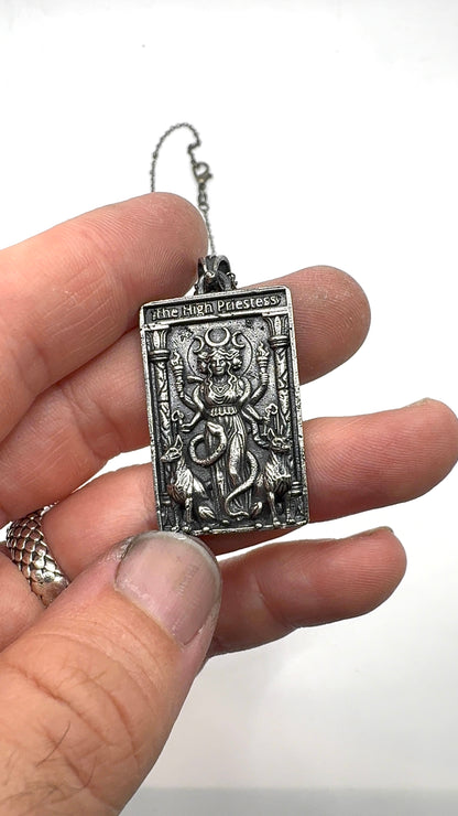 Hekate High Priestess Tarot Pendant In Sterling Silver