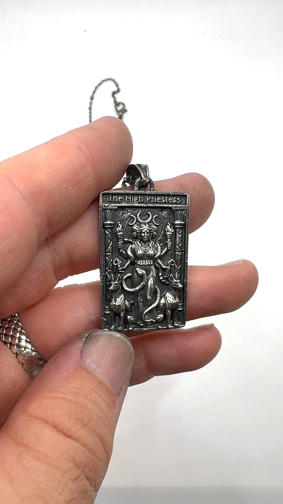 Hekate High Priestess Tarot Pendant In Sterling Silver