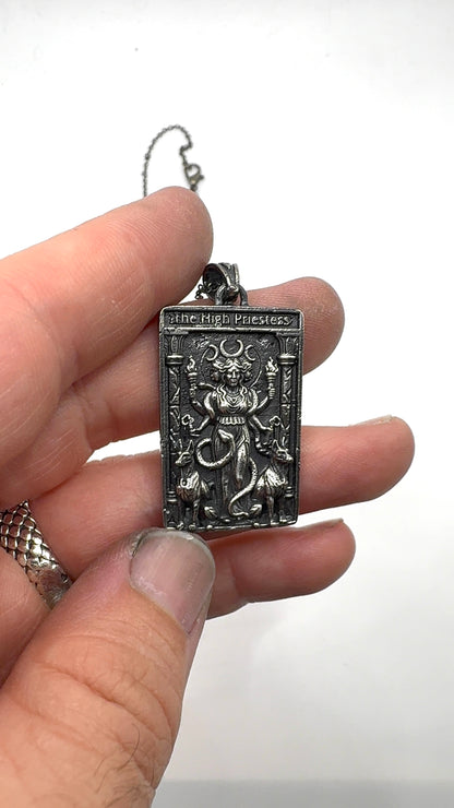 Hekate High Priestess Tarot Pendant In Sterling Silver