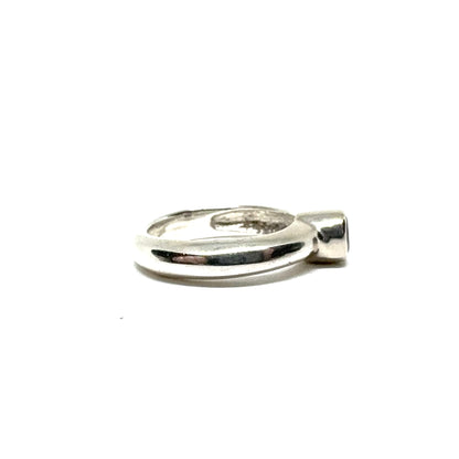Garnet Brutalist Ring In Sterling Silver