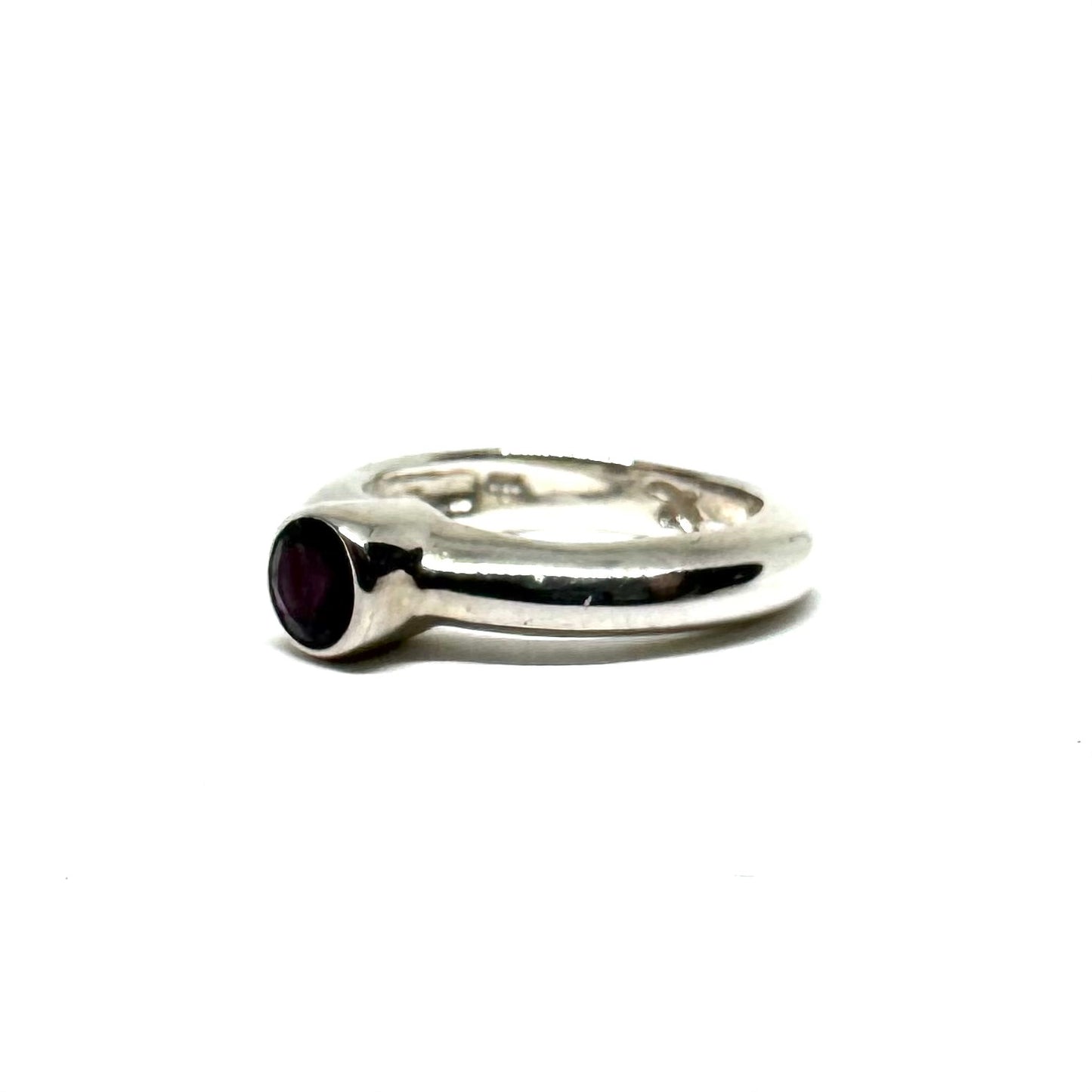 Garnet Brutalist Ring In Sterling Silver