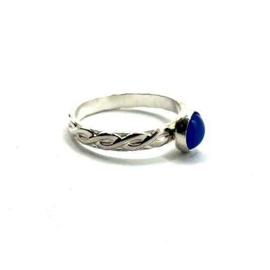 Blue Onyx Stacker Ring Sterling Silver - Julian The 2nd - Blue Onyx Stacker Ring Sterling Silver