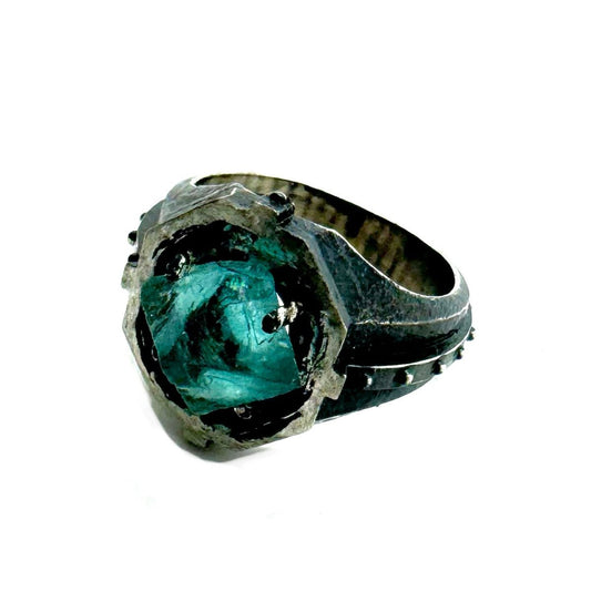 Citadel Ring With Fluorite in Sterling Silver - Julian The 2nd - STONE RING - Citadel Ring With Fluorite in Sterling Silver