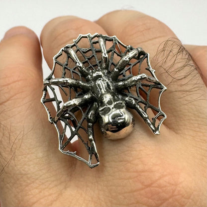 Dark Weaver Ring Spiderweb Sterling Silver - Julian The 2nd - RING - Dark Weaver Ring Spiderweb Sterling Silver