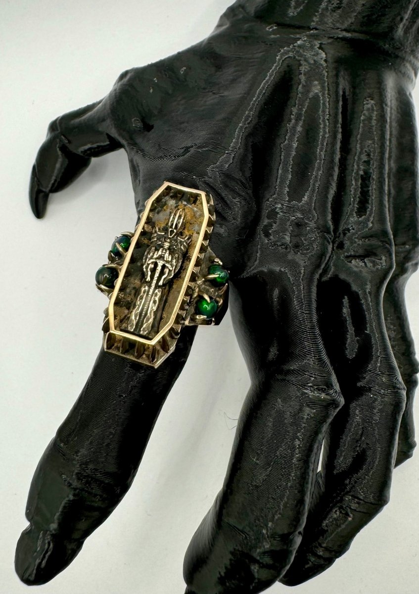 Draugr Ring in Bronze and Black Opal - Julian The 2nd - STONE RING - Draugr Ring in Bronze and Black Opal