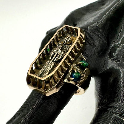 Draugr Ring in Bronze and Black Opal - Julian The 2nd - STONE RING - Draugr Ring in Bronze and Black Opal