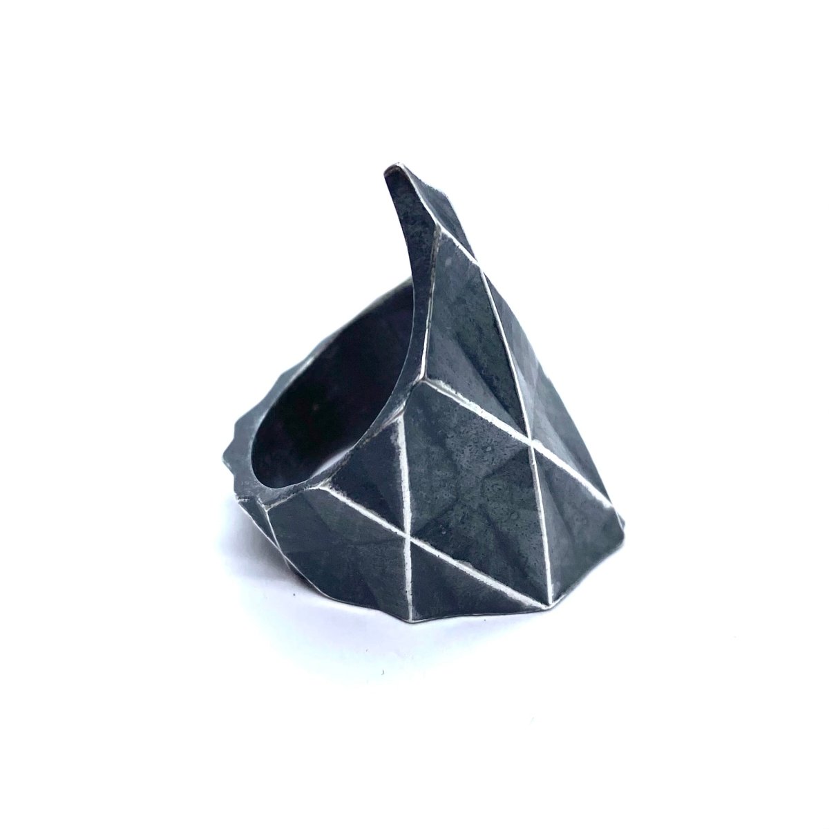 Faceted Brutalist Ring In Sterling Silver - Julian The 2nd - RING - Faceted Brutalist Ring In Sterling Silver