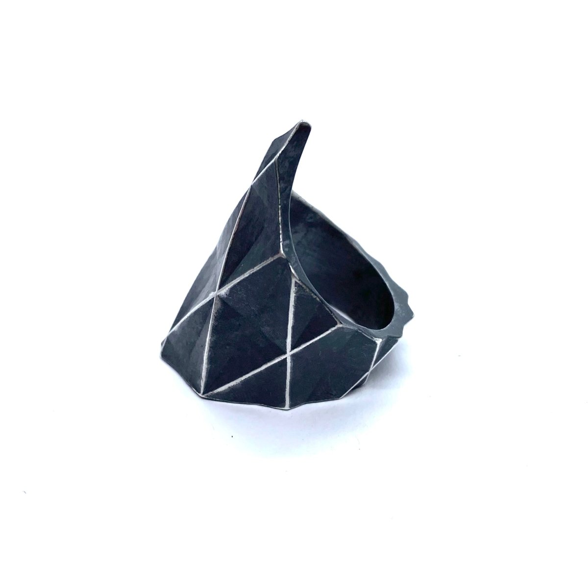 Faceted Brutalist Ring In Sterling Silver - Julian The 2nd - RING - Faceted Brutalist Ring In Sterling Silver