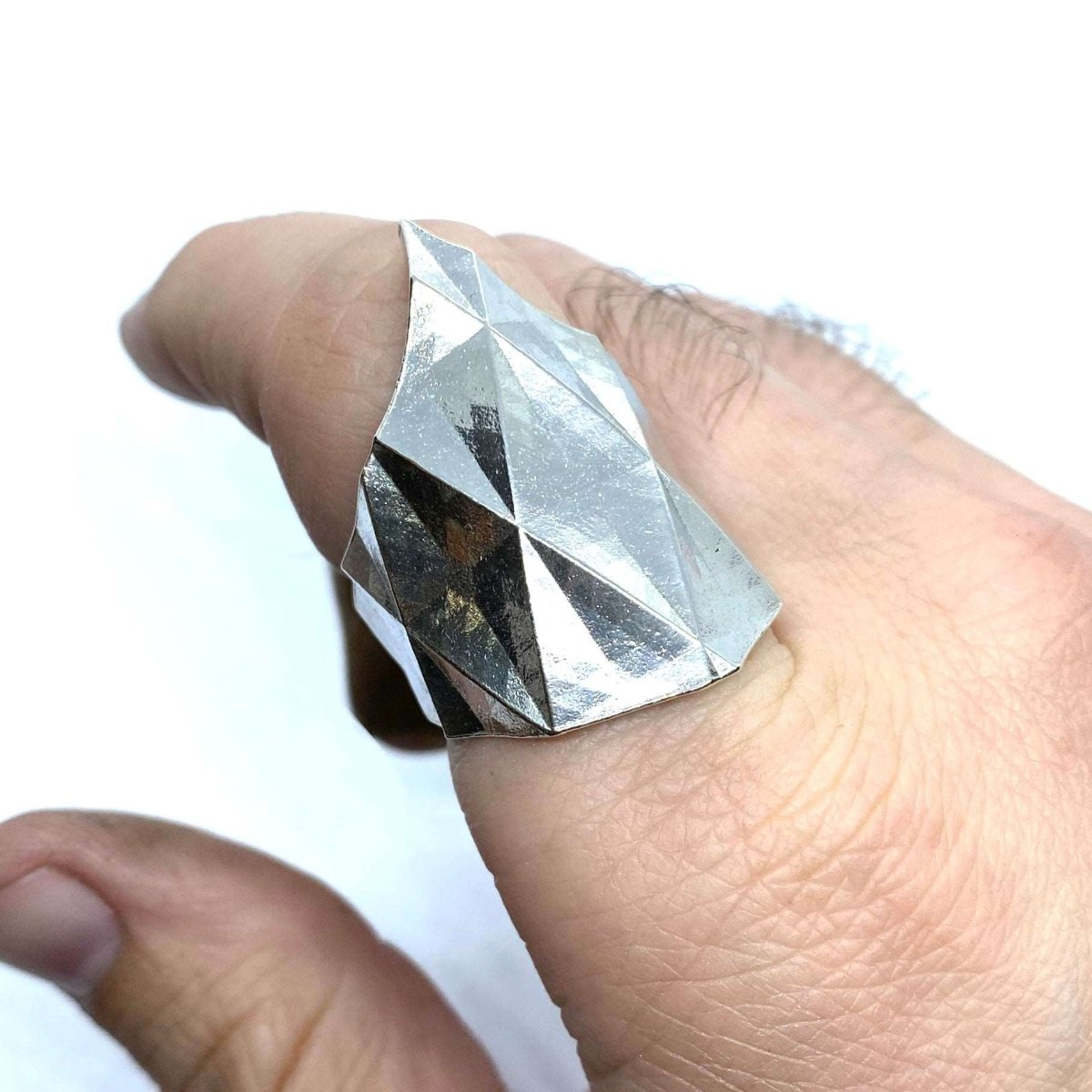 Faceted Brutalist Ring In Sterling Silver - Julian The 2nd - RING - Faceted Brutalist Ring In Sterling Silver