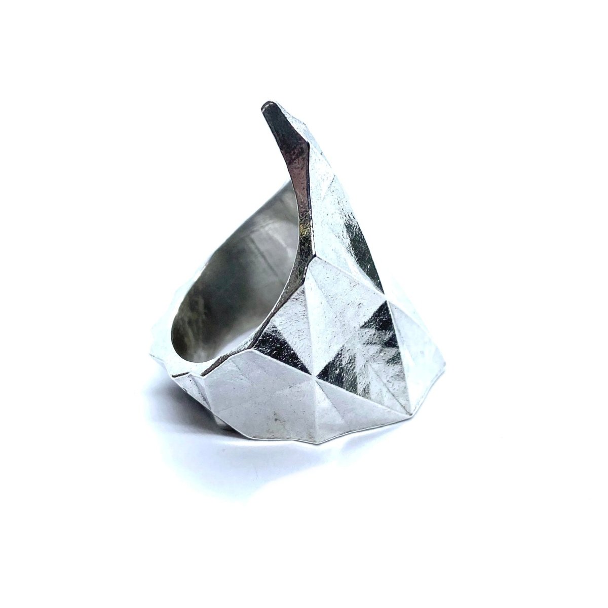 Faceted Brutalist Ring In Sterling Silver - Julian The 2nd - RING - Faceted Brutalist Ring In Sterling Silver