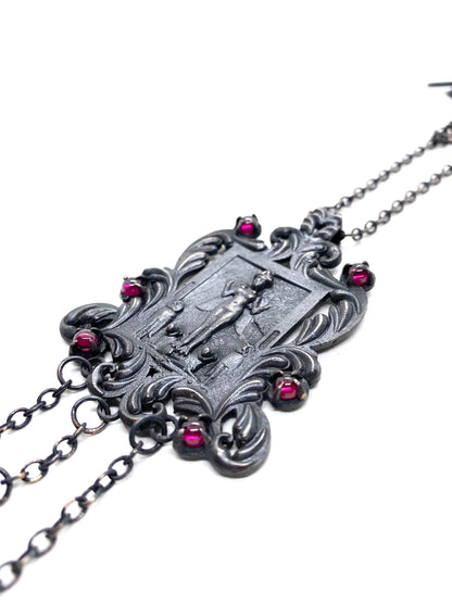 Lilith Shrine Necklace in Bronze and Garnet