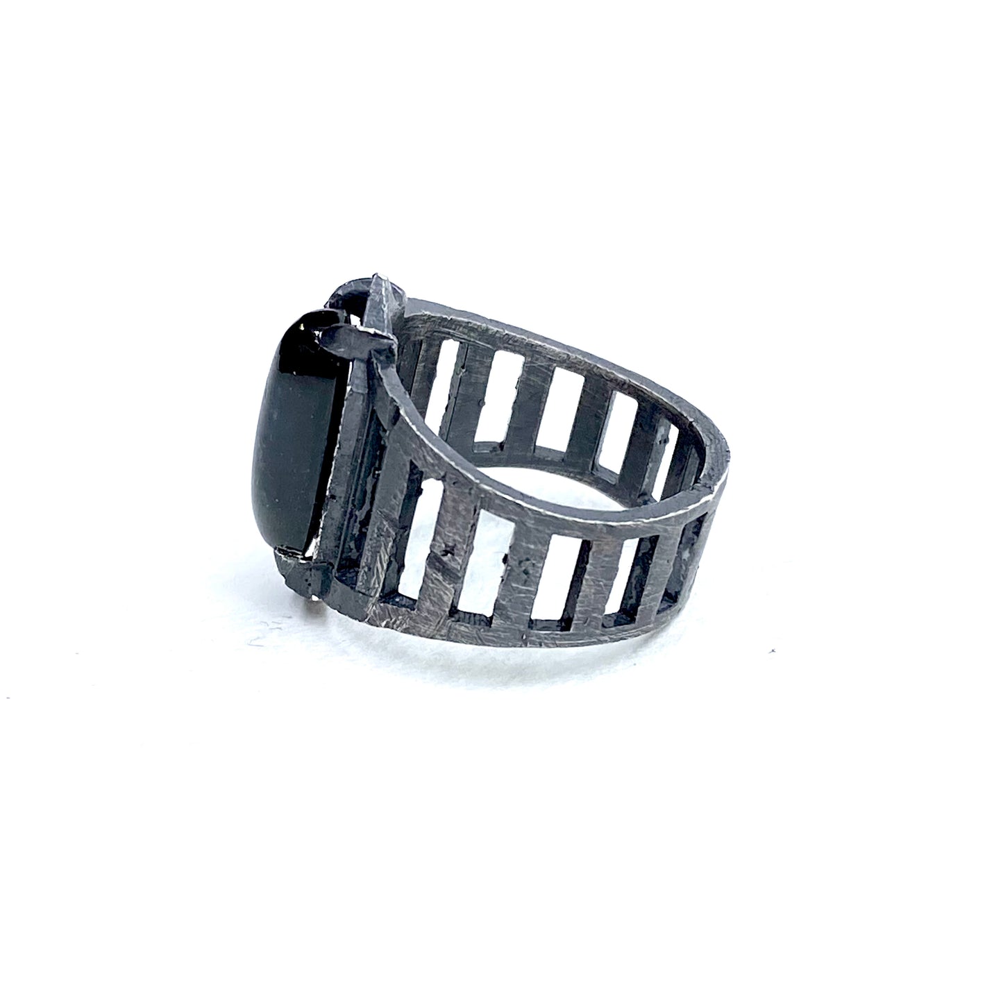 Brutalist Ring with Tourmaline in Sterling Silver