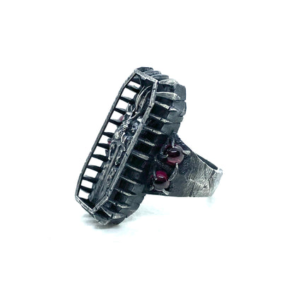 Draugr Ring in Sterling Silver and Garnet