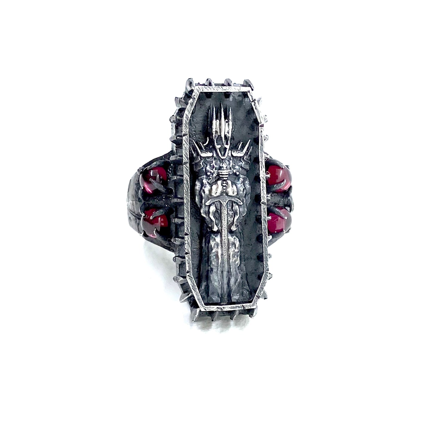 Draugr Ring in Sterling Silver and Garnet