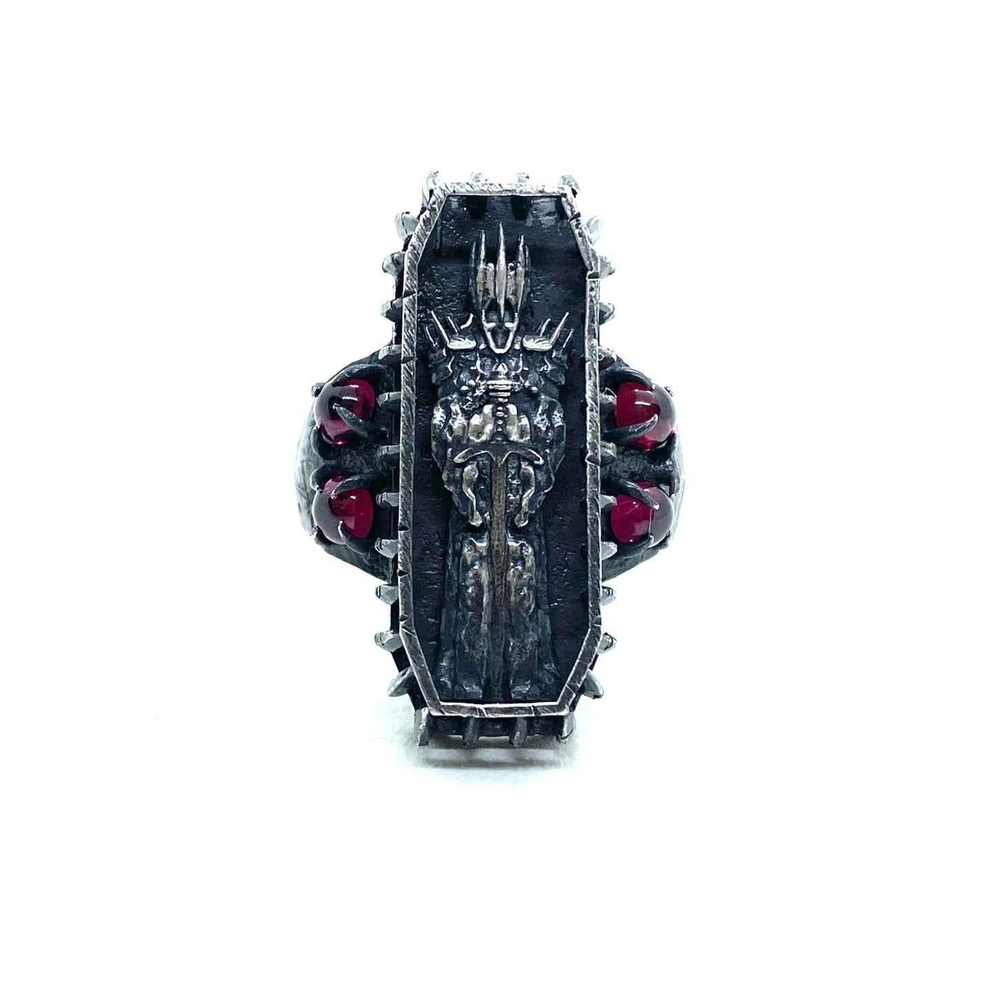 Draugr Ring in Sterling Silver and Garnet