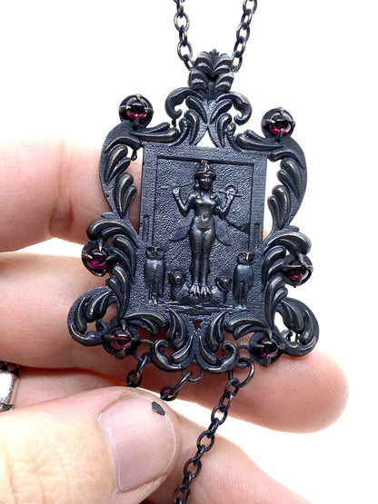 Lilith Shrine Necklace in Bronze and Garnet