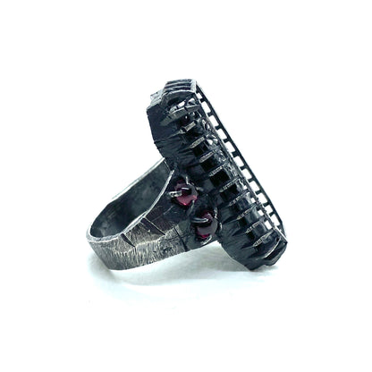 Draugr Ring in Sterling Silver and Garnet