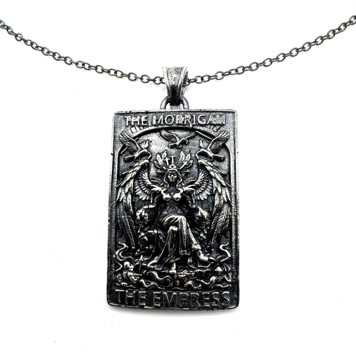 The Morrigan Tarot Card Pendant in Sterling Silver